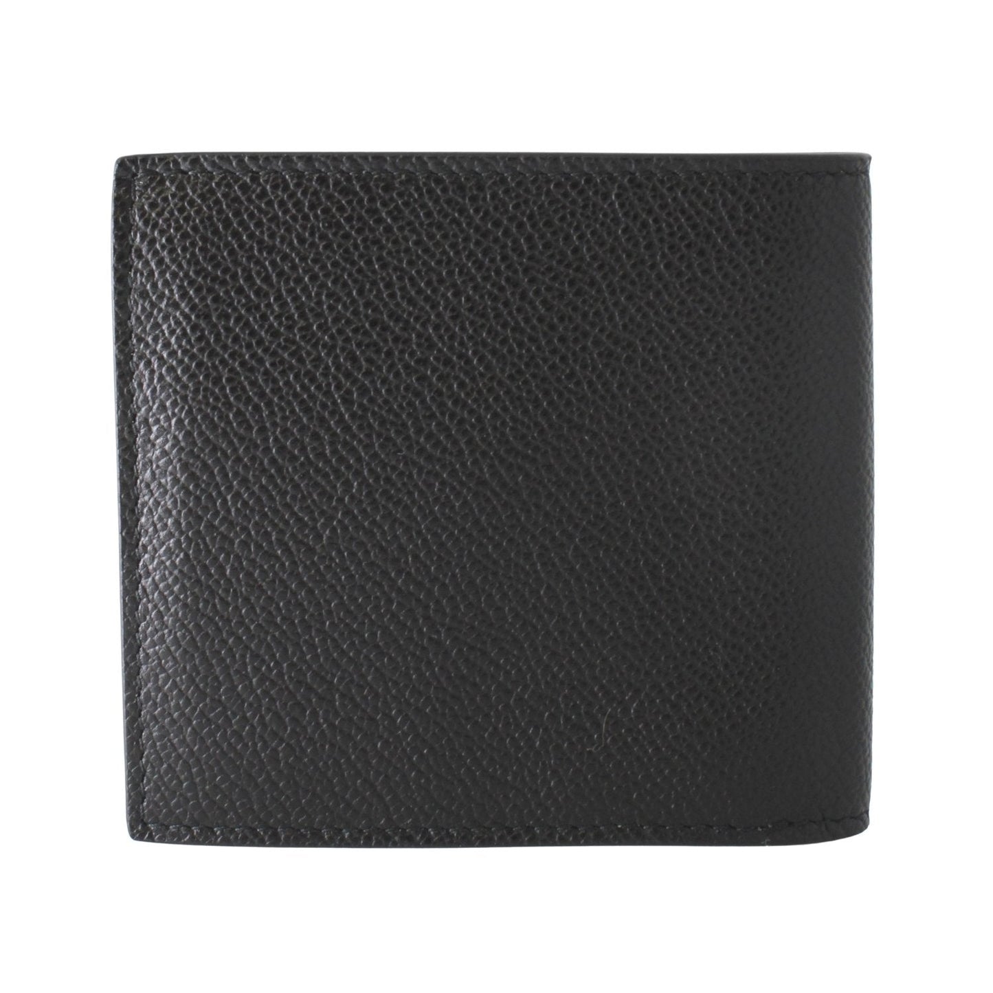 Prada Mens Black Grey Vitello Micro Grain Leather Logo Bifold 2MO912