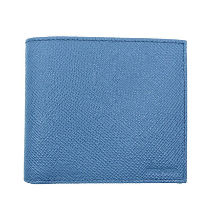 Prada Mens Blue Cobalto Saffiano Cuir Engraved Logo Leather Bifold Wallet 2MO513