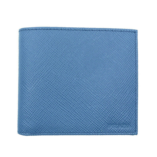 Prada Mens Blue Cobalto Saffiano Cuir Engraved Logo Leather Bifold Wallet 2MO513