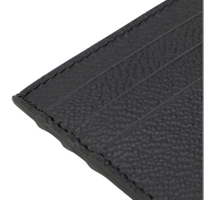 Prada Mens Leather Vitello Micro Grain Card Holder Black with Gray 2MC223