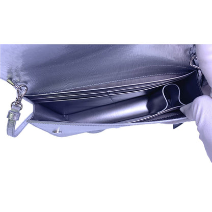 Prada Metallic Silver Vitello Move Leather Crossbody Wallet Handbag 1BP016