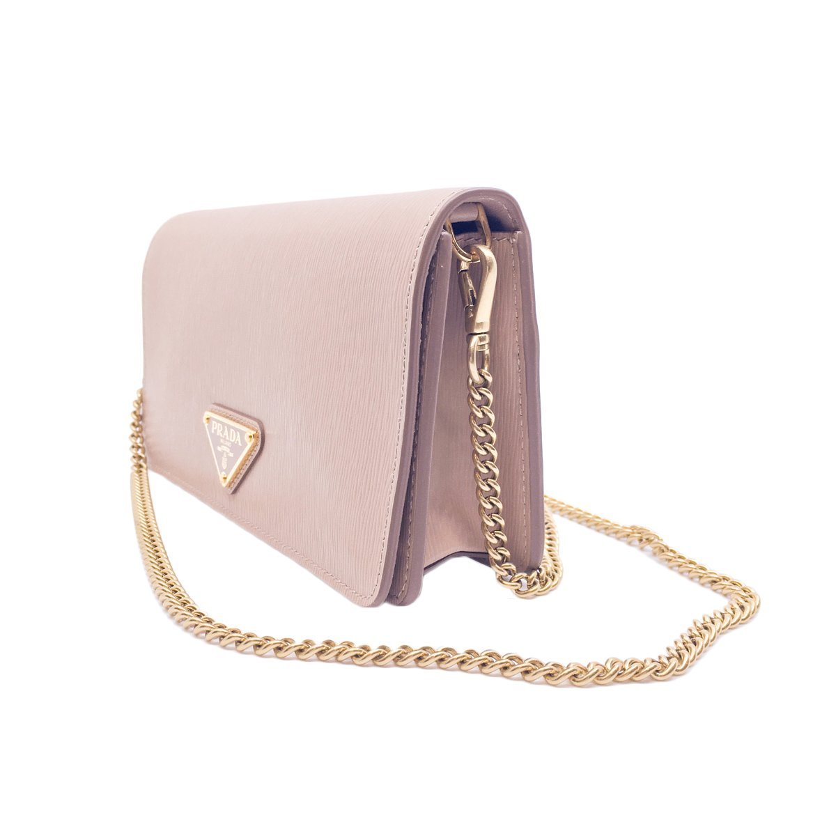 Prada Mini Bandoliera Beige Leather Triangle Logo Crossbody Bag 1DH044