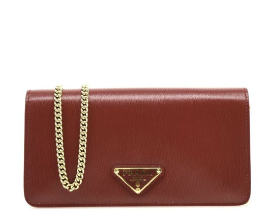 Prada  Mini Bandoliera Red Burgundy Leather Triangle Logo Crossbody Handbag
