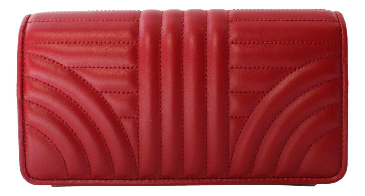 Prada Mini Wallet on Chain Red Leather Gold Flowers Cross Body 1DH044