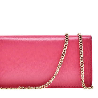 Prada Vitello Move Peonia Pink Leather Small Chain Wallet Crossbody Bag