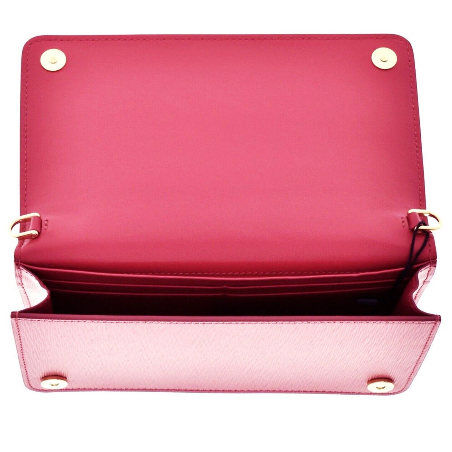 Prada Vitello Move Peonia Pink Leather Small Chain Wallet Crossbody Bag