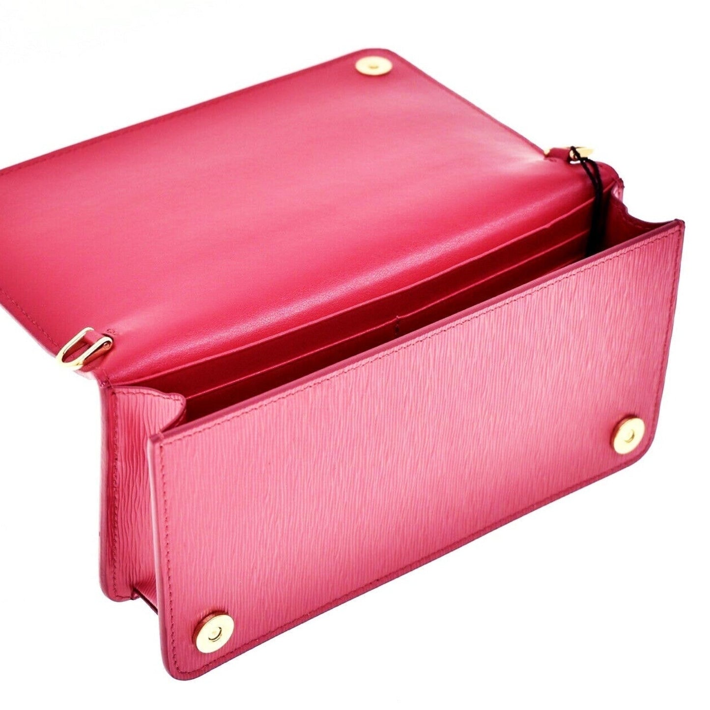 Prada Vitello Move Peonia Pink Leather Small Chain Wallet Crossbody Bag