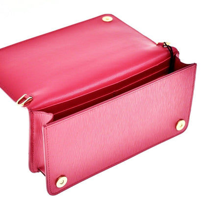 Prada Vitello Move Peonia Pink Leather Small Chain Wallet Crossbody Bag