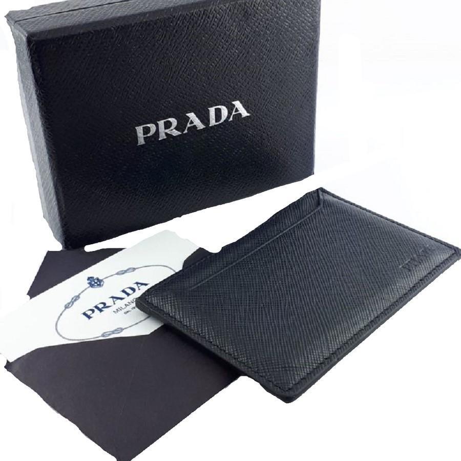 Prada Nero Black Saffiano Men's Leather Wallet Credit Card Holder