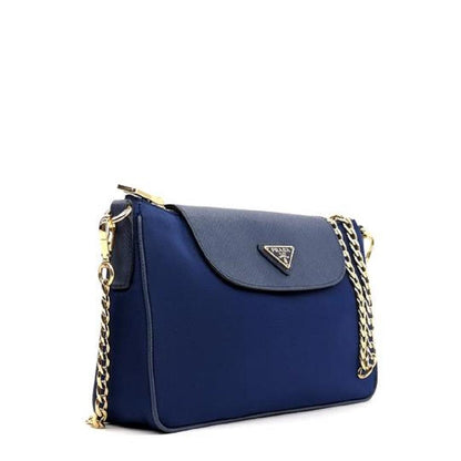 Prada Nylon Saffiano Leather Navy Blue Bandoliera Crossbody Handbag 1BH085