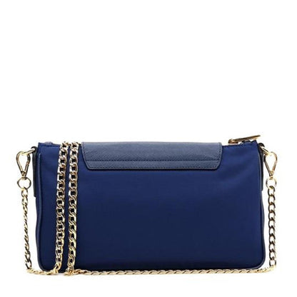 Prada Nylon Saffiano Leather Navy Blue Bandoliera Crossbody Handbag 1BH085