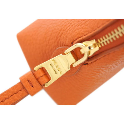 Prada Papaya Orange Vitello Daino Pouch Cosmetic Case