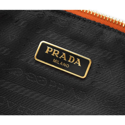 Prada Papaya Orange Vitello Daino Pouch Cosmetic Case