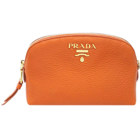 Prada Papaya Orange Vitello Daino Pouch Cosmetic Case