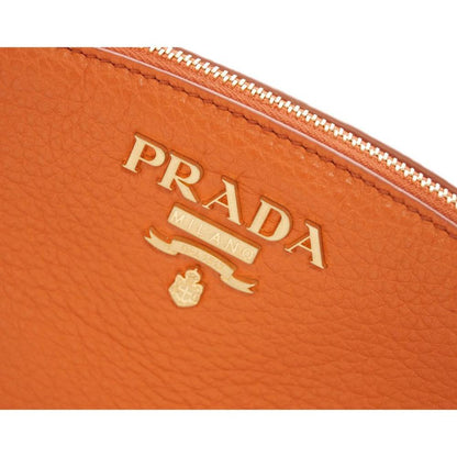 Prada Papaya Orange Vitello Daino Pouch Cosmetic Case
