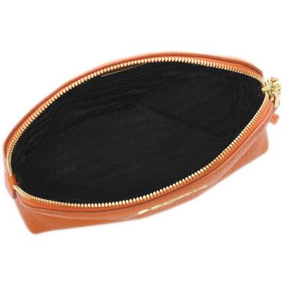 Prada Papaya Orange Vitello Daino Pouch Cosmetic Case