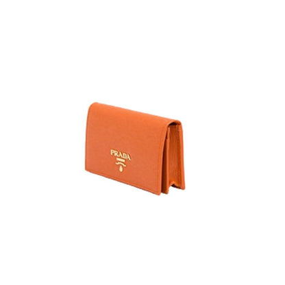 Prada Papaya Orange Vitello Move Leather Credit Card Holder Wallet 1MC122