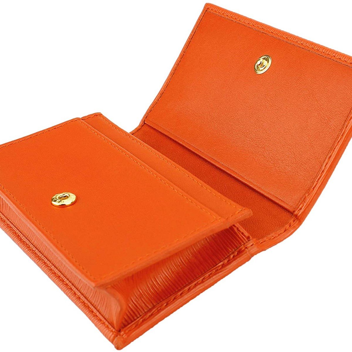 Prada Papaya Orange Vitello Move Leather Credit Card Holder Wallet 1MC122