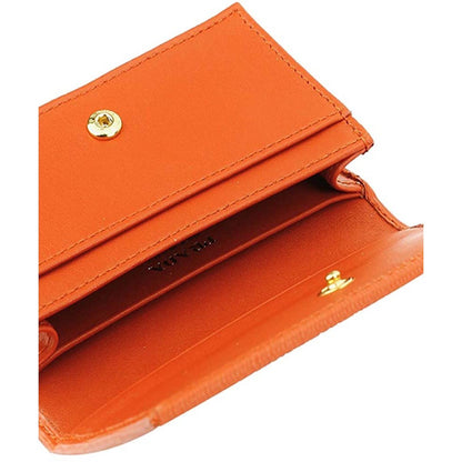 Prada Papaya Orange Vitello Move Leather Credit Card Holder Wallet 1MC122