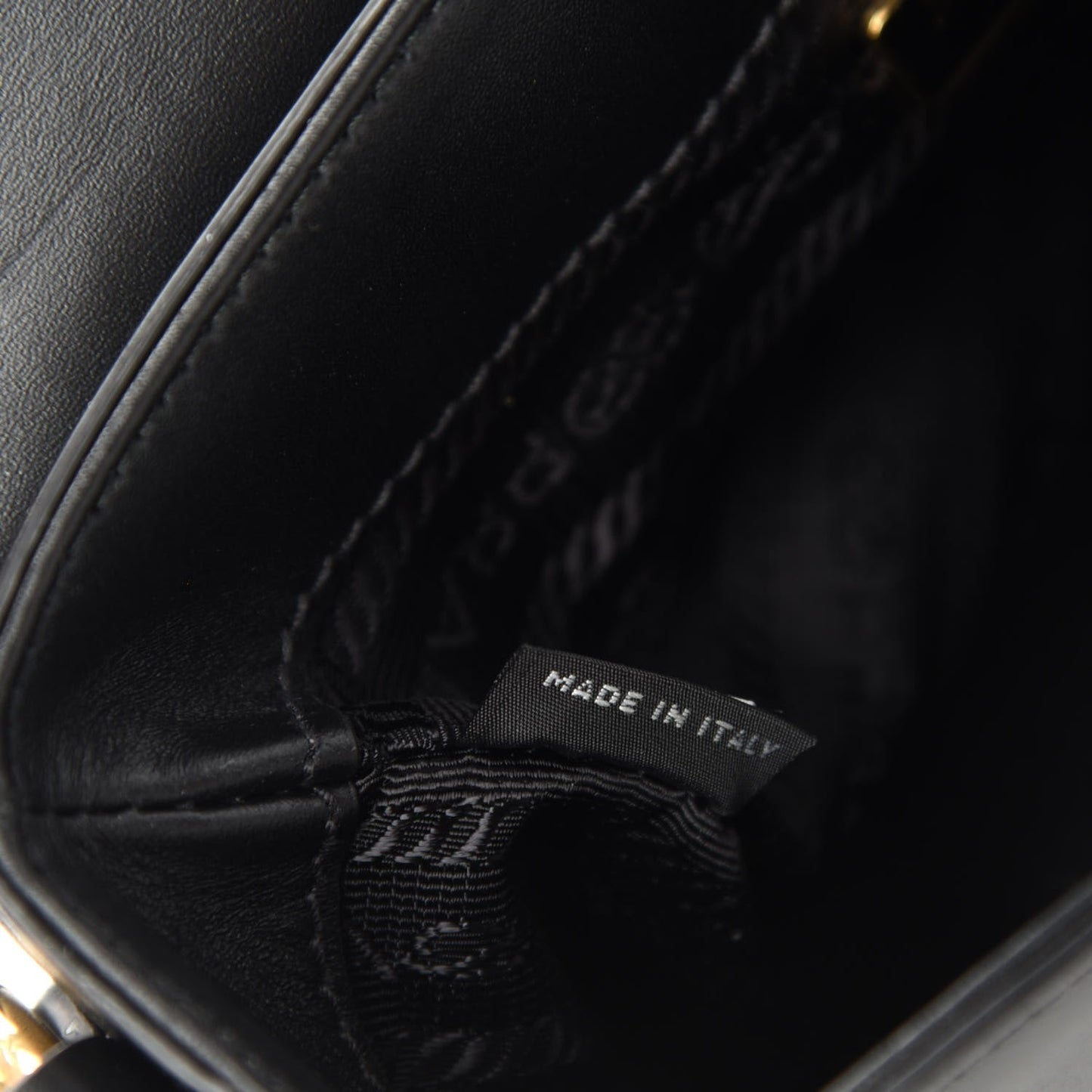 Prada Pattina Vitello Black Leather Identity Shoulder Bag 1BD302