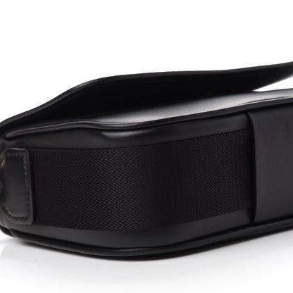 Prada Pattina Vitello Black Leather Identity Shoulder Bag 1BD302
