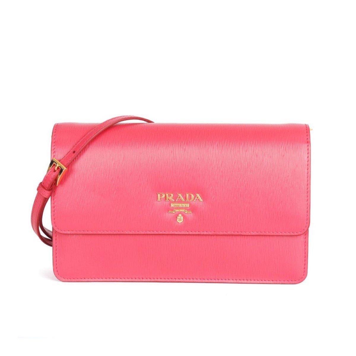Prada Peonia Pink Vitello Move Leather Crossbody Wallet Handbag 1BP016