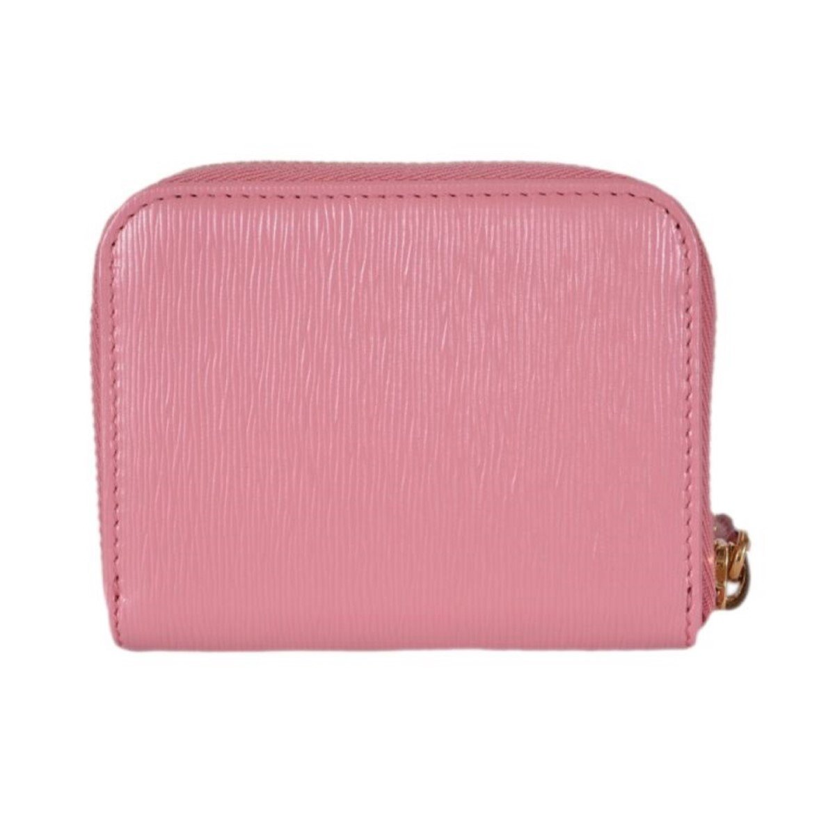 Prada Petalo Pink Saffiano Leather Gold Zip Coin Purse Wallet 1MM268