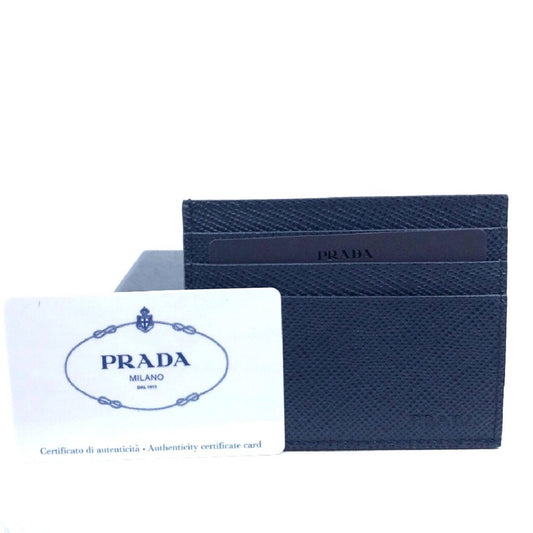 Prada Saffiano Cuir Bluette Blue Leather Card Holder 2MC223