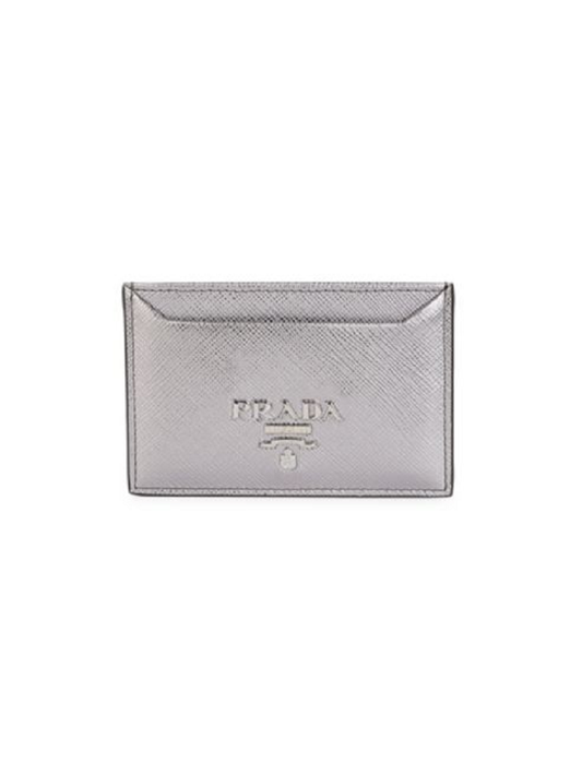 Prada Portacarte Di Credito Card Holder Cromo Silver Leather