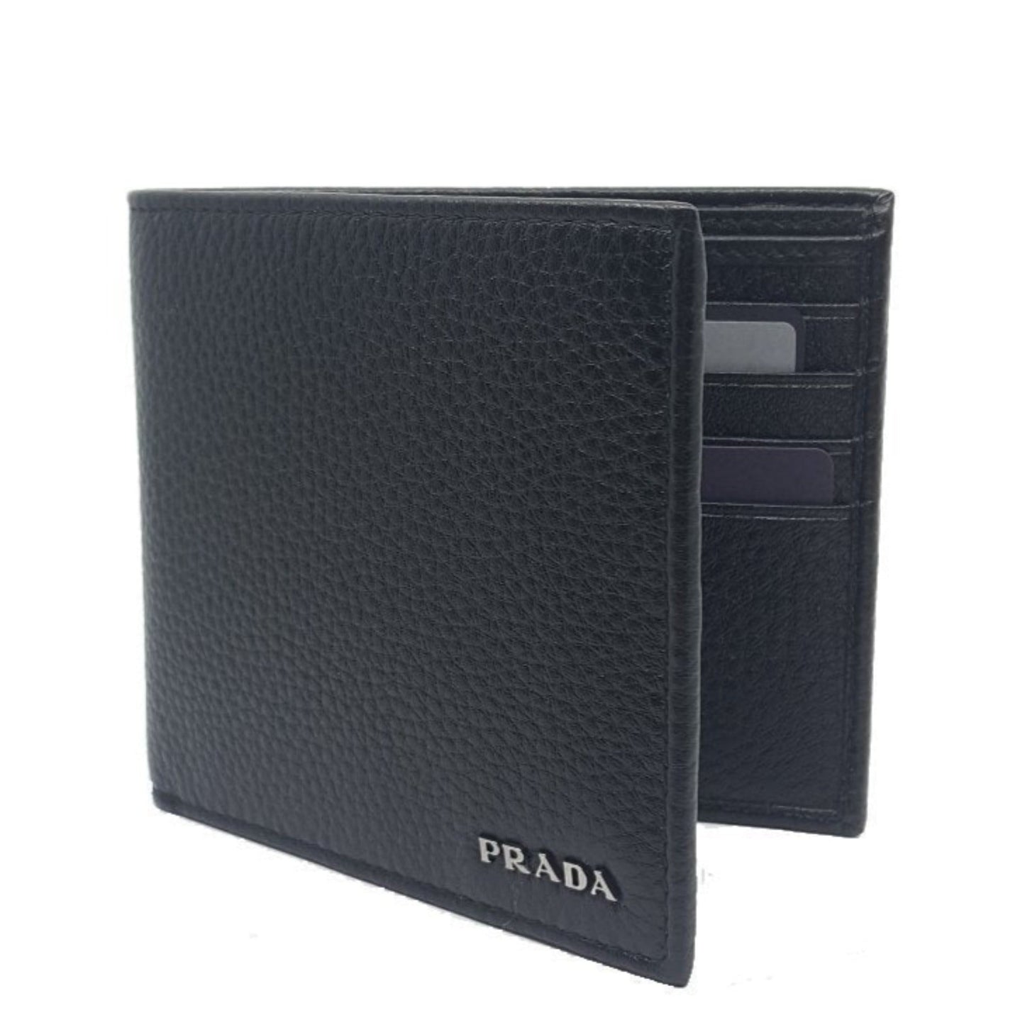 Prada Mens Bifold Nero Black Vitello Grain Leather Wallet