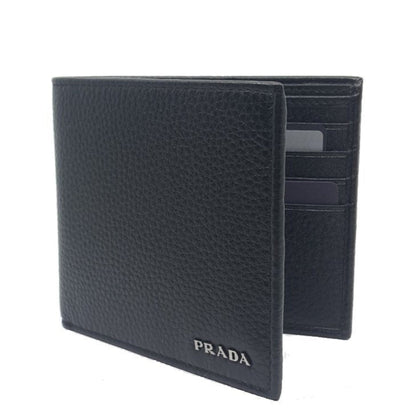 Prada Mens Bifold Nero Black Vitello Grain Leather Wallet
