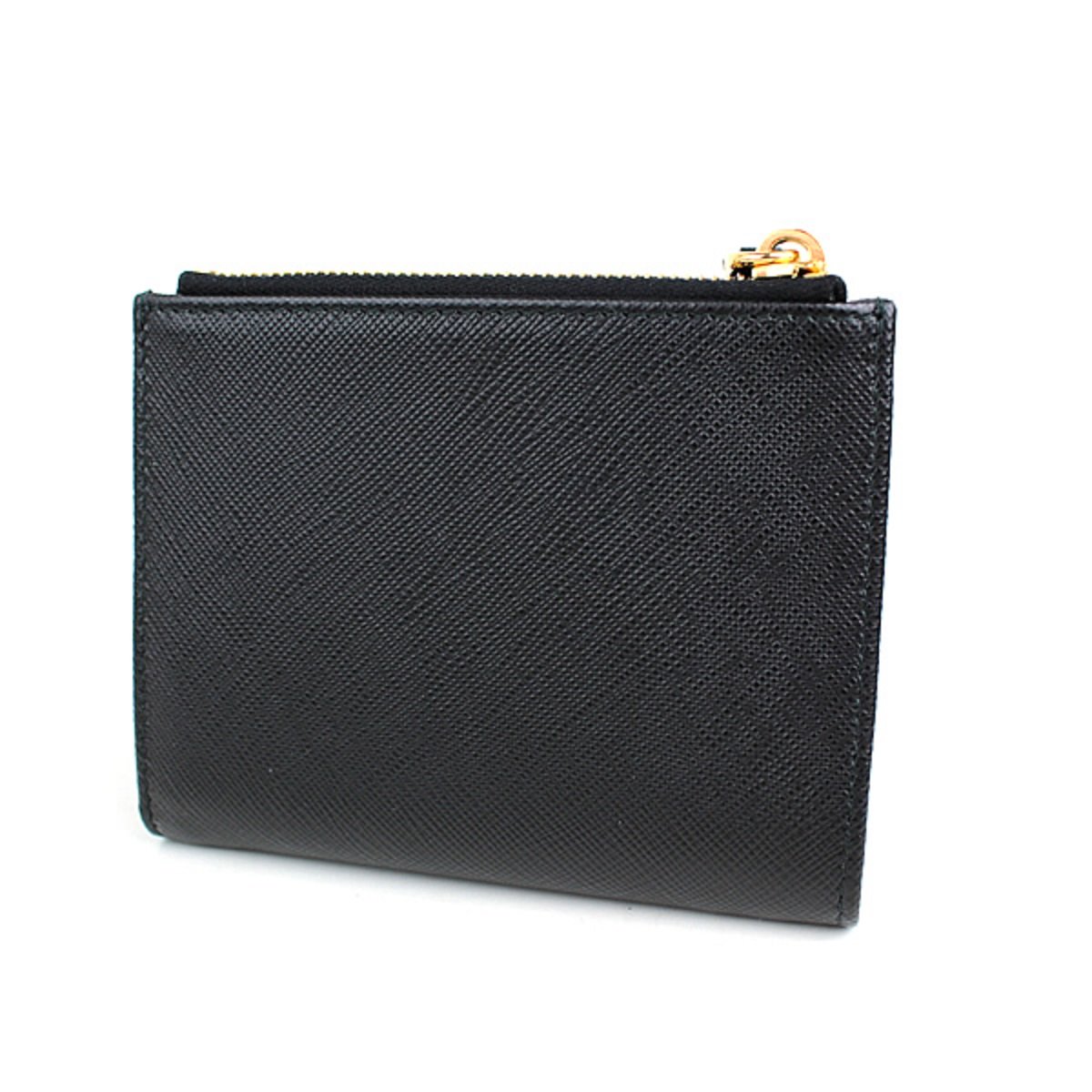 Prada Portafoglio Lampo Black Saffiano Fiocco Black  Bow Charm Wallet 1ML023