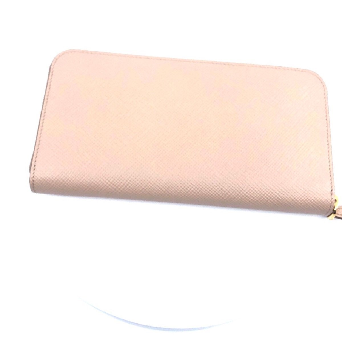 Prada Portafoglio Lampo Cipria Beige Saffiano Cuir Leather Full Zip Wallet 1ML506