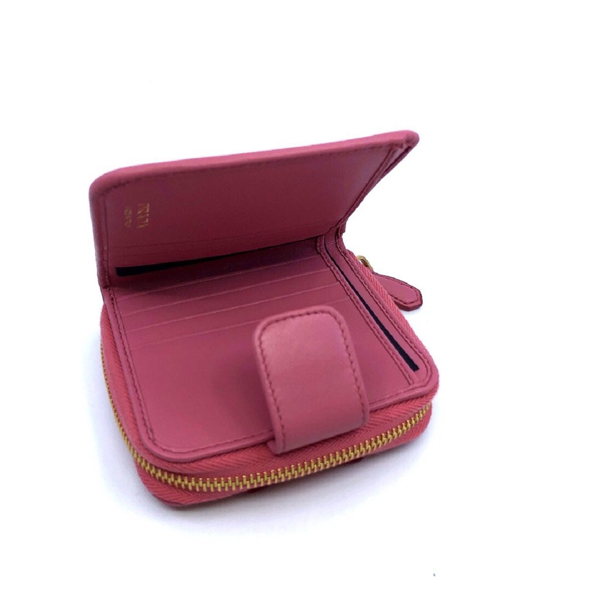 Prada Portafoglio Lampo Light Pink Vitello Move Zip Flap Bow Wallet 1ML522