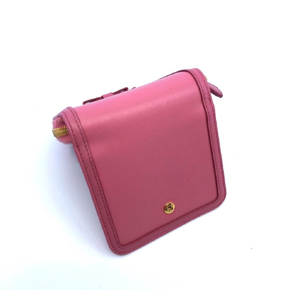 Prada Portafoglio Lampo Light Pink Vitello Move Zip Flap Bow Wallet 1ML522