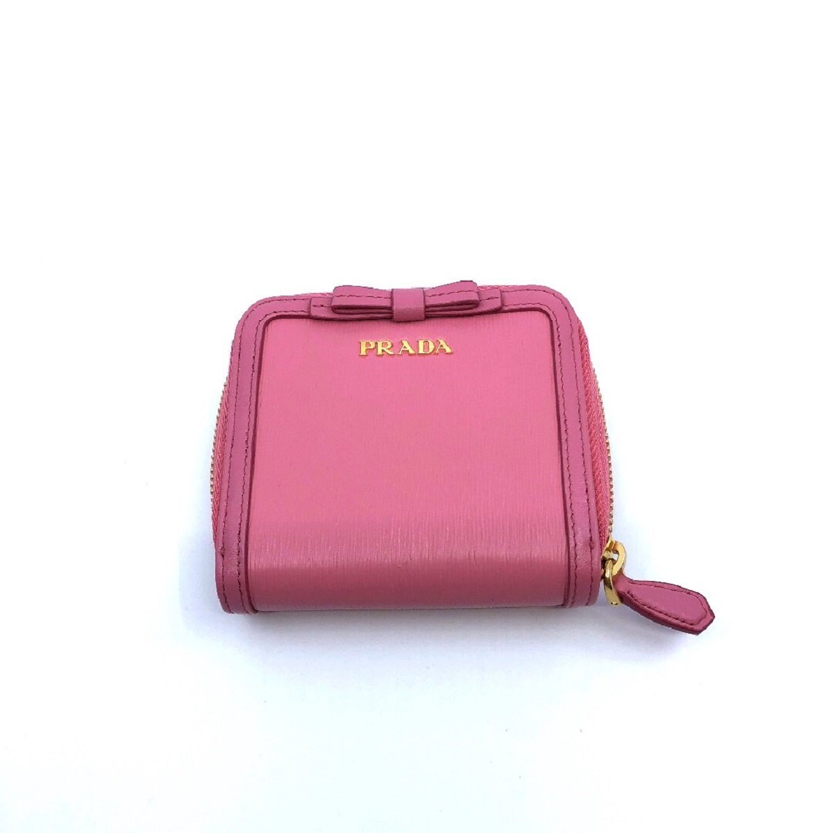 Prada Portafoglio Lampo Light Pink Vitello Move Zip Flap Bow Wallet 1ML522