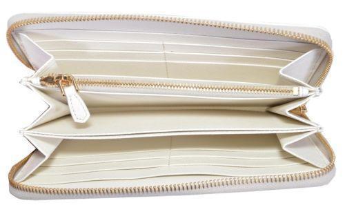 Prada Portafoglio Lampo Latte Cream Saffiano Metal Leather Full Zip Wallet 1ML506