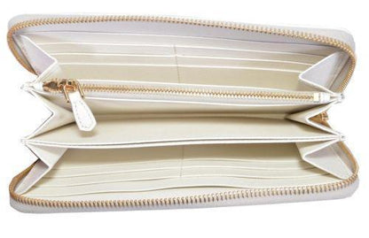 Prada Portafoglio Lampo Latte Cream Saffiano Metal Leather Full Zip Wallet 1ML506