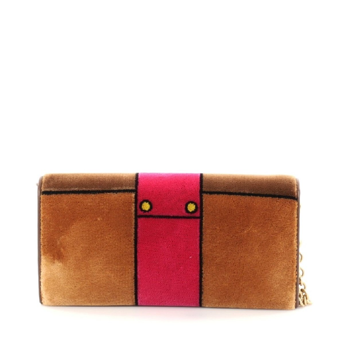 Prada Portafoglio Pattina Cammello Brown and Pink Velvet Ricamo Wristlet 1MH019