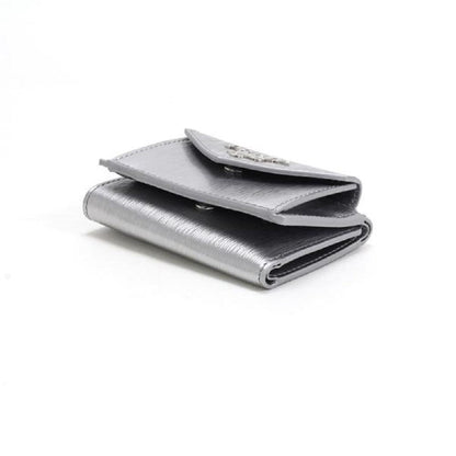 Prada Portafoglio Pattina Cromo Silver Vitello Move Envelope Flap Wallet 1MH021