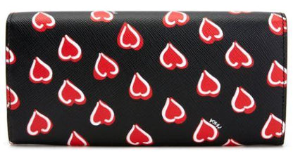 Prada Portafoglio Pattina Nero Hearts Saffiano Print Double Snap Wallet 1MH132