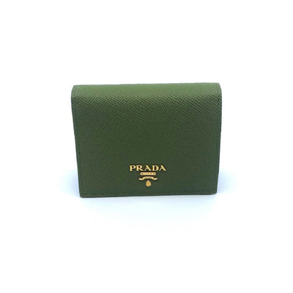Prada Portafoglio Vertical Green Saffiano Leather Flap Wallet