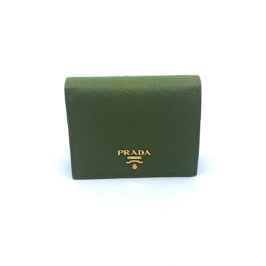 Prada Portafoglio Vertical Green Saffiano Leather Flap Wallet