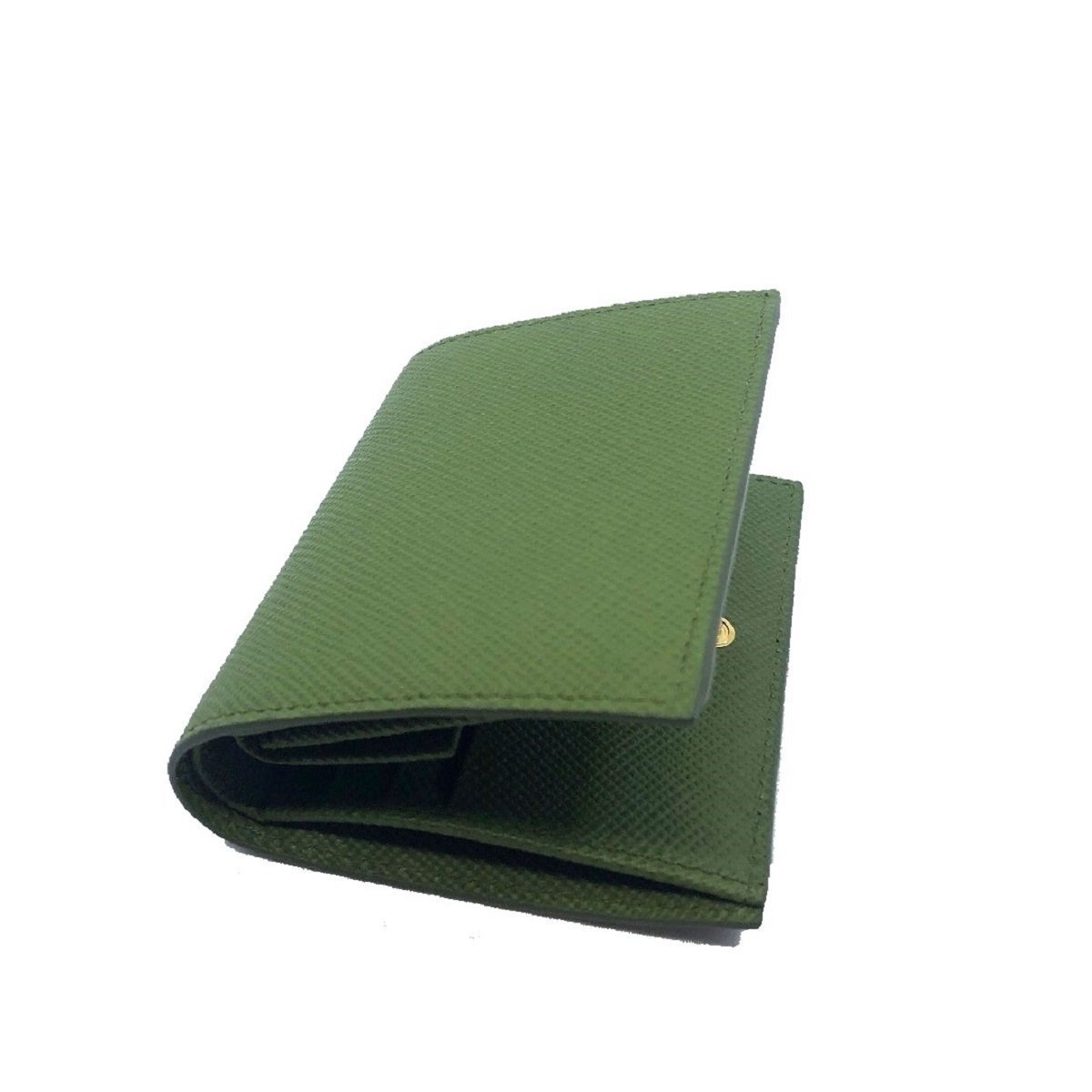 Prada Portafoglio Vertical Green Saffiano Leather Flap Wallet
