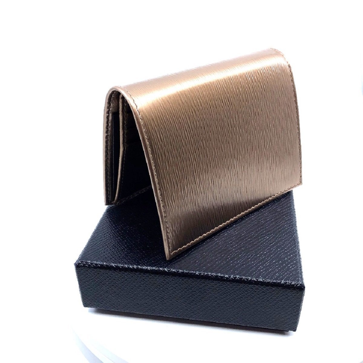 Prada Portafoglio Verticale Cipria Gold Mordore Vitello Move Flap Wallet 1MV204