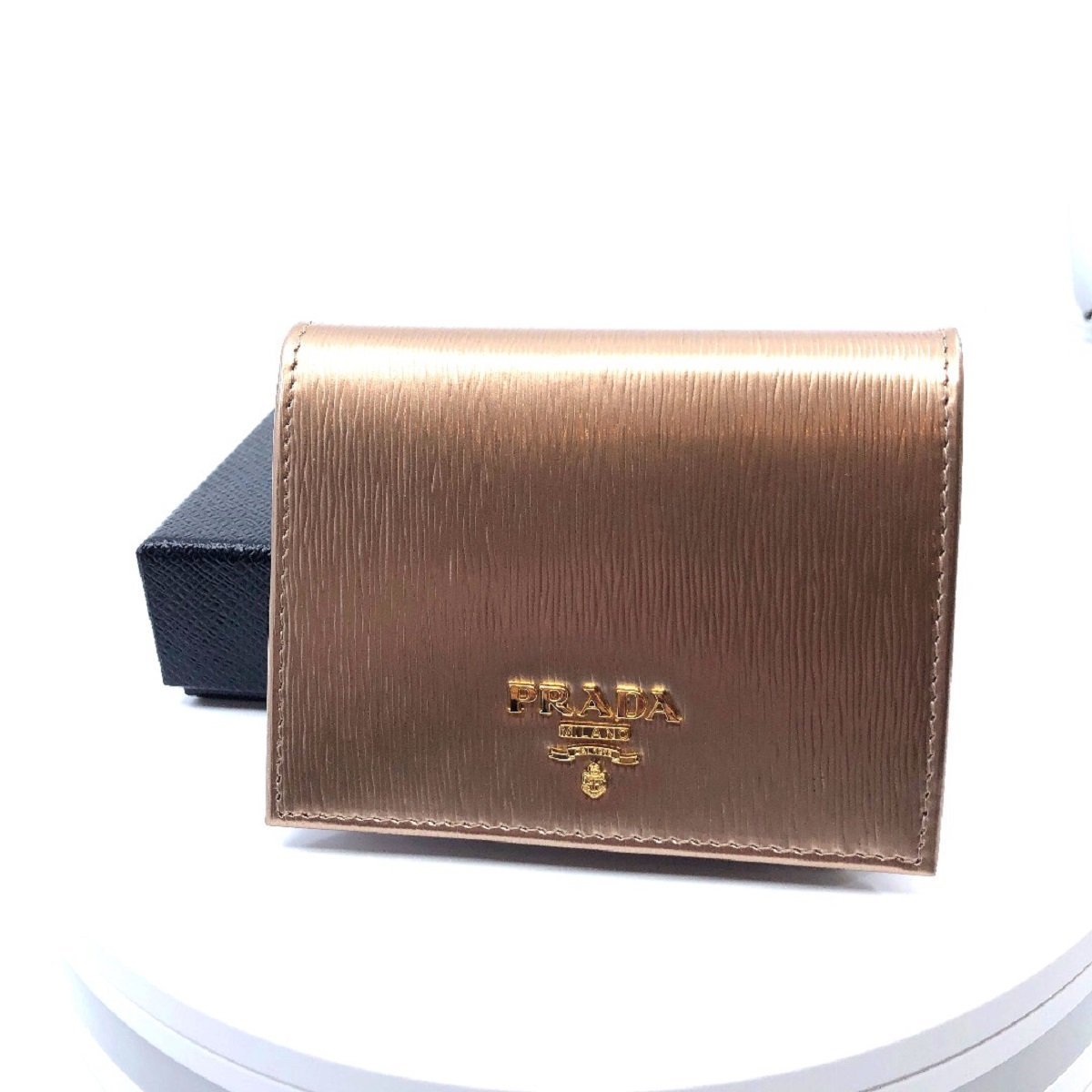 Prada Portafoglio Verticale Cipria Gold Mordore Vitello Move Flap Wallet 1MV204