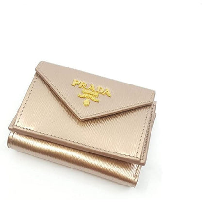 Prada Cipria Metallic Gold Vitello Move Leather Wallet 1MH021