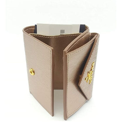 Prada Cipria Metallic Gold Vitello Move Leather Wallet 1MH021
