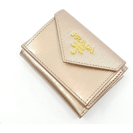 Prada Cipria Metallic Gold Vitello Move Leather Wallet 1MH021