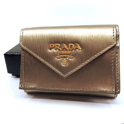 Prada Cipria Metallic Gold Vitello Move Leather Wallet 1MH021